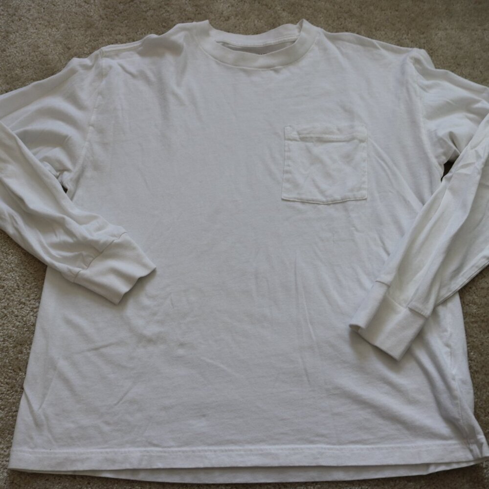 Abercrombie & Fitch White Long Sleeve Pocket Tee Shirt